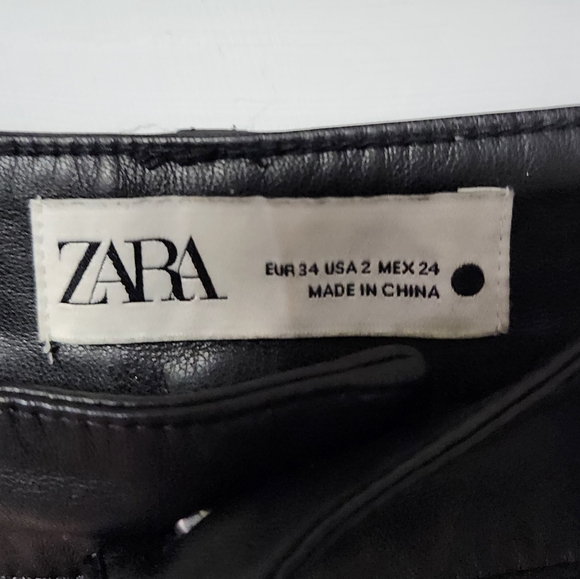 NWOT Zara Black Leather Pants 2 S - Picture 3 of 5
